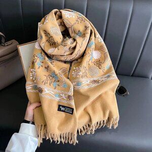 New Women’s Winter Cashmere Scarf Embroidered Pashmina Blanket Thick Shawl Wrap